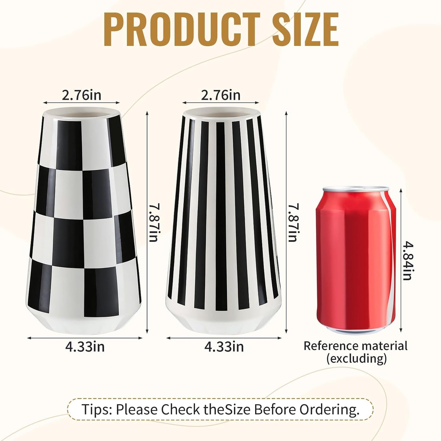 White Ceramic Vase / Black / Set of 2