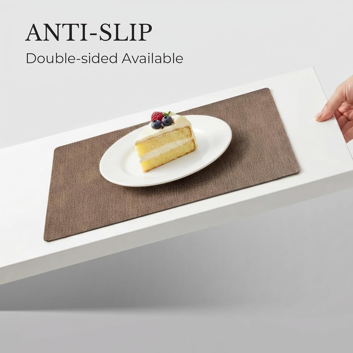 Romanstile Vinyl Placemats Set of 8, Reversible Faux Leather Heat Resistant Wipeable Table Mats, Waterproof Washable