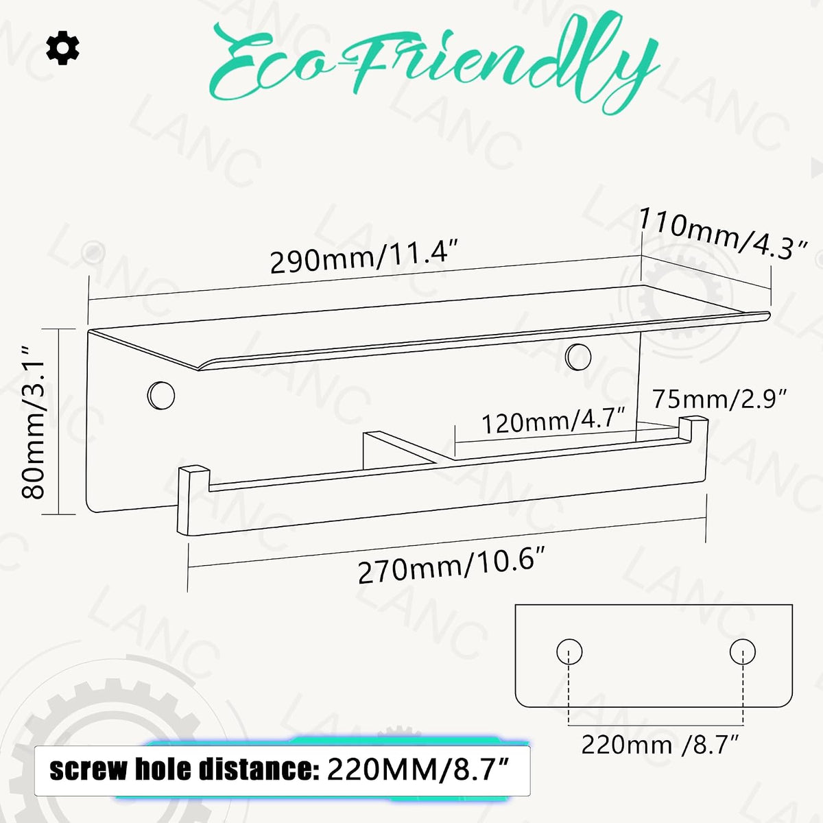 LANC Double Toilet Paper Holder with Shelf, Brushed Nickel Commercial Toilet Tissue Roll Dispenser with Phone Shelf 304