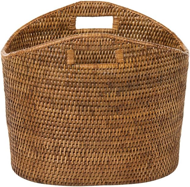 KOUBOO La Jolla Oval Rattan Magazine Rack, Woven Organizer, Honey Brown | Handwoven natural texture, open-top design