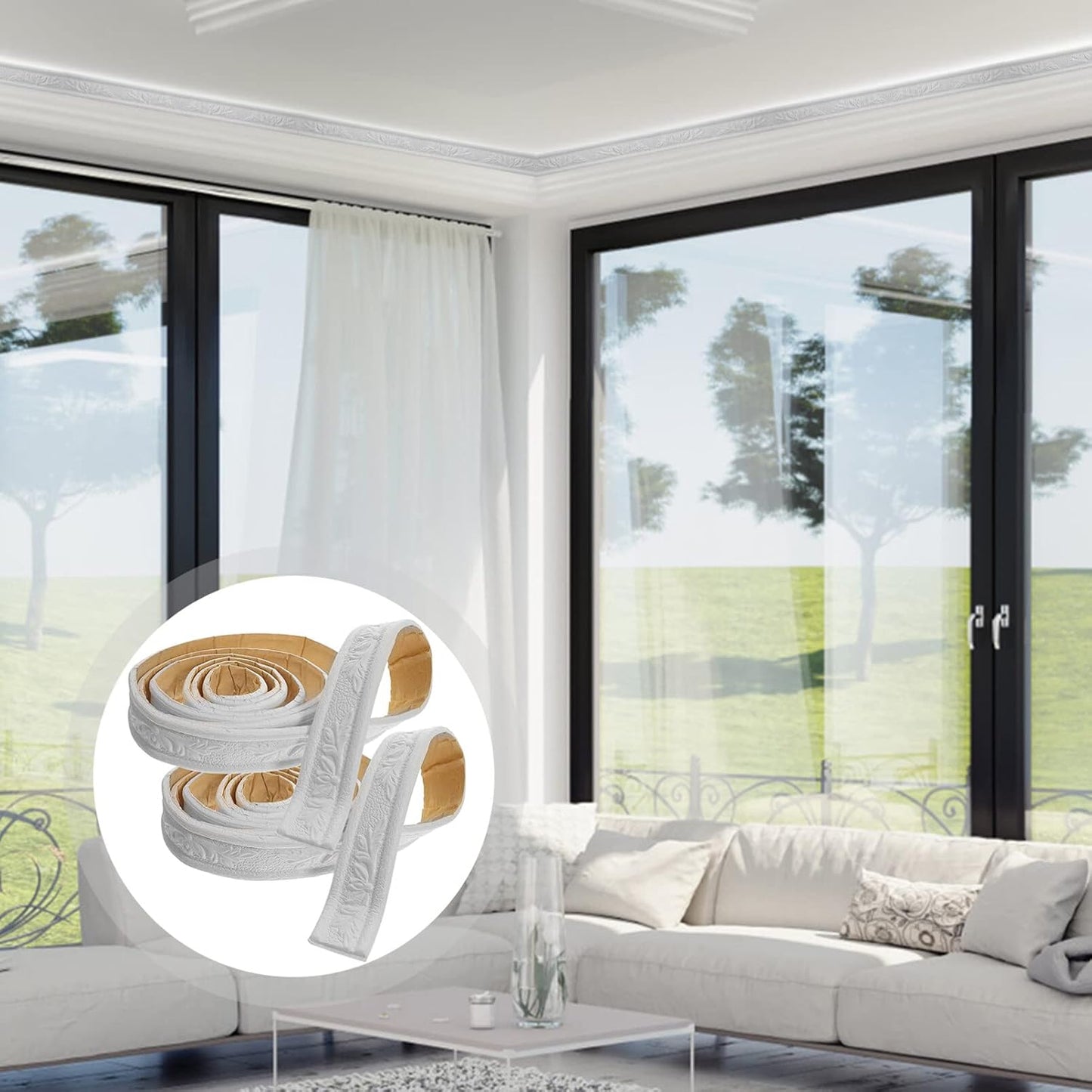 6 Rolls Self Adhesive Wallpaper Border Peel and Stick Flexible Edging Strip / 89.76 x 1.57 x 0.59
