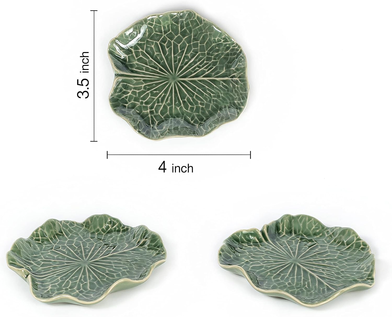 Handmade Ceramic Porcelain Decorative Plate Dish Catchall Miniature / Lotus Leaf Gn 4 / Green