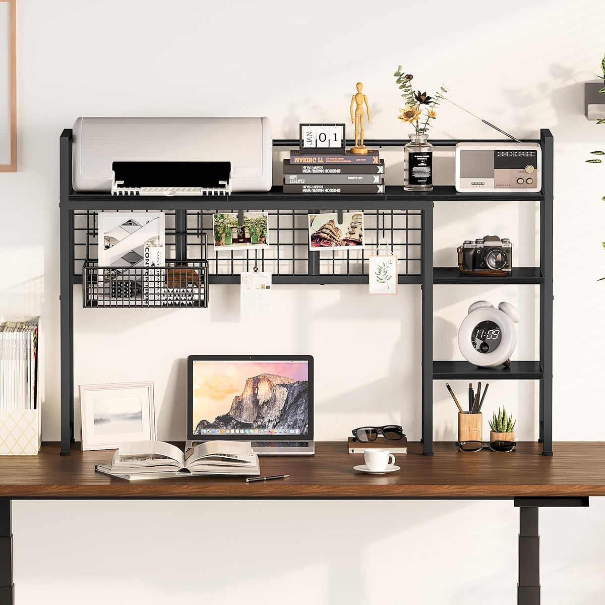 Snughome Desk Shelf, 44.9" Desktop Organizer Shelf, Desk Hutch for Computer Monitor, 4 Tier Desk Display Rack with