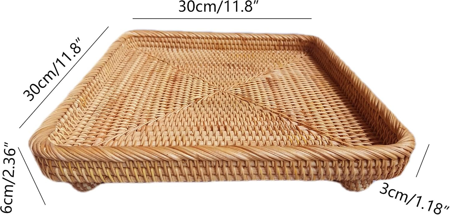 Rattan Pedestal Serving Basket / 12.5" Square