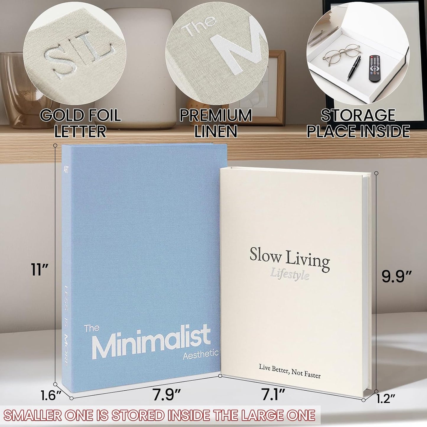 Minimalist Decorative Books / Blue-white / Set of 2