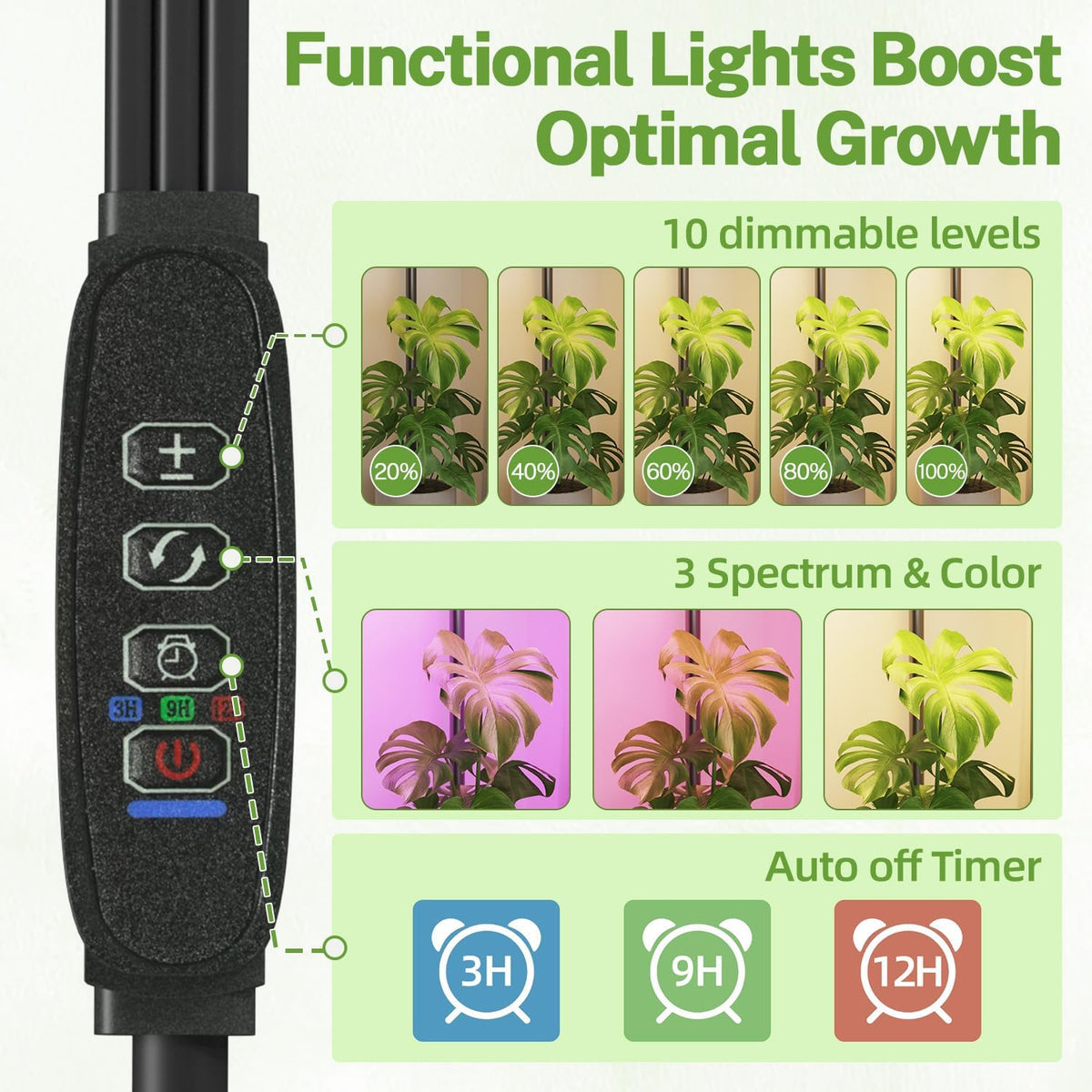 iDavosic.ly 2 Tier Corner Metal Plant Stand Indoor with Grow Light, Black | Vertical Outdoor Flower Display Holder for