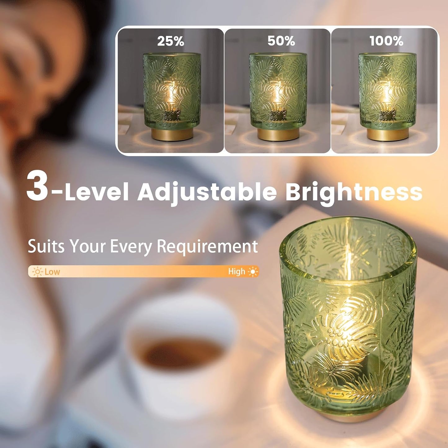 Glass Dimmable Brightness Wireless Lamp / Green