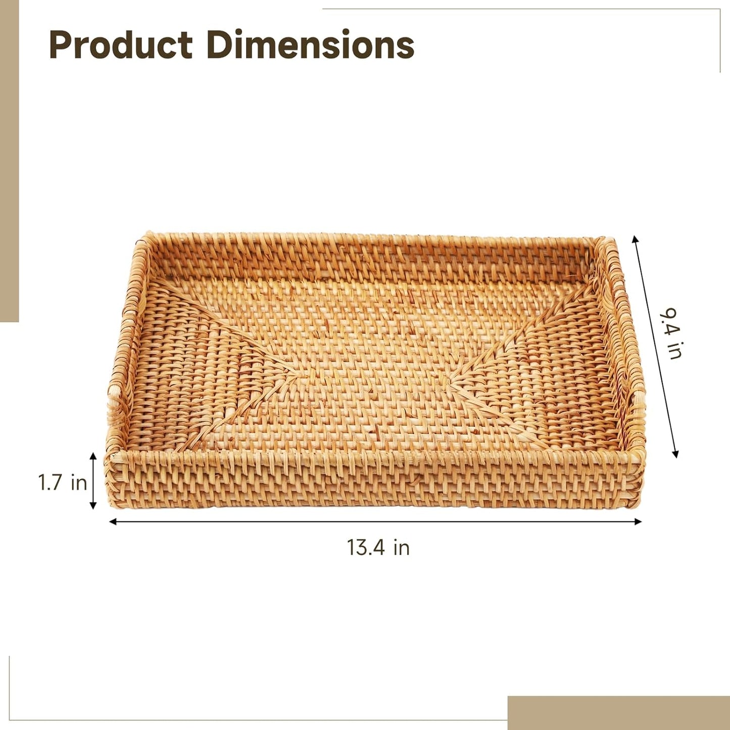 Rattan Serving Tray / 13.4 x 9.4 x 1.7