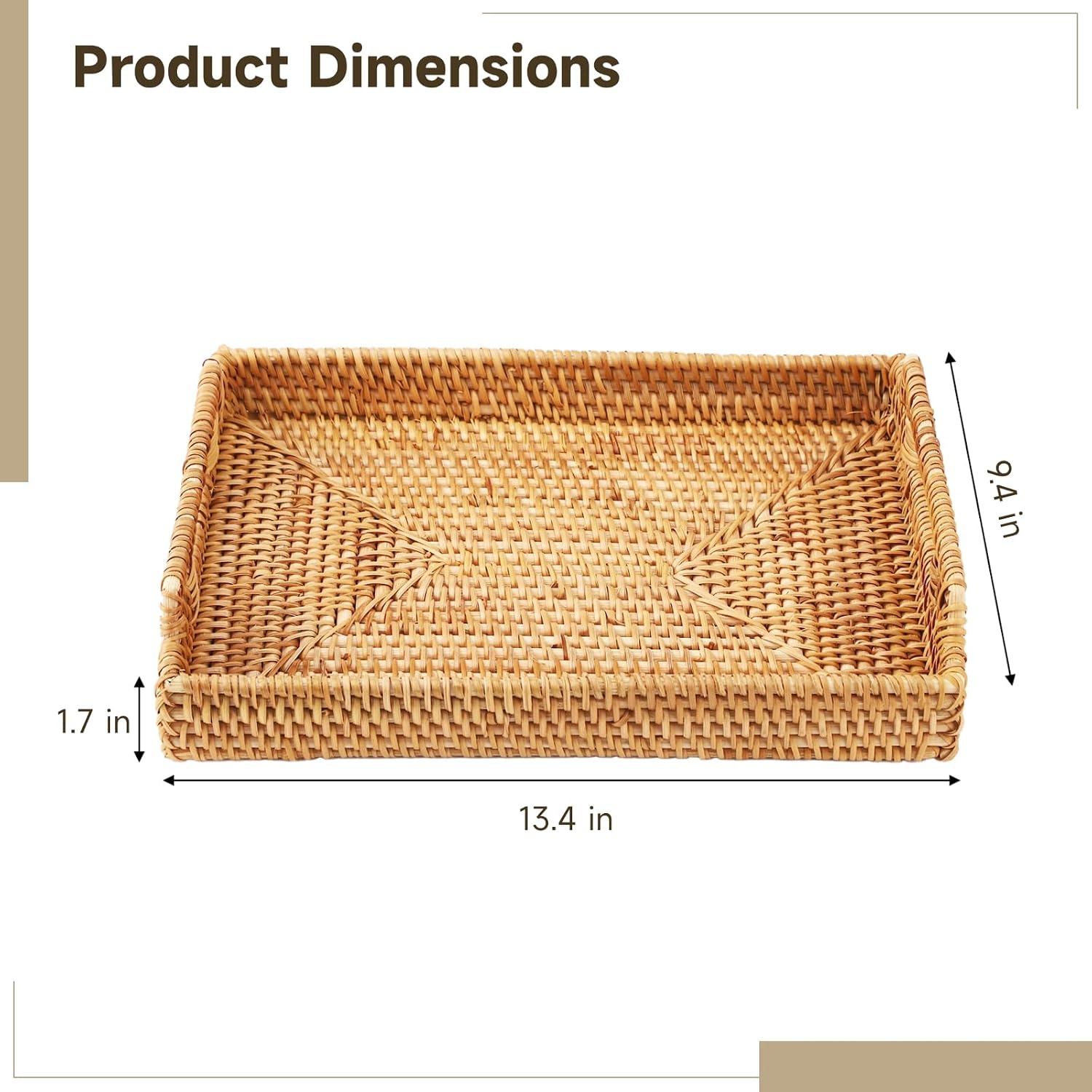 Rattan Serving Tray / 13.4 x 9.4 x 1.7