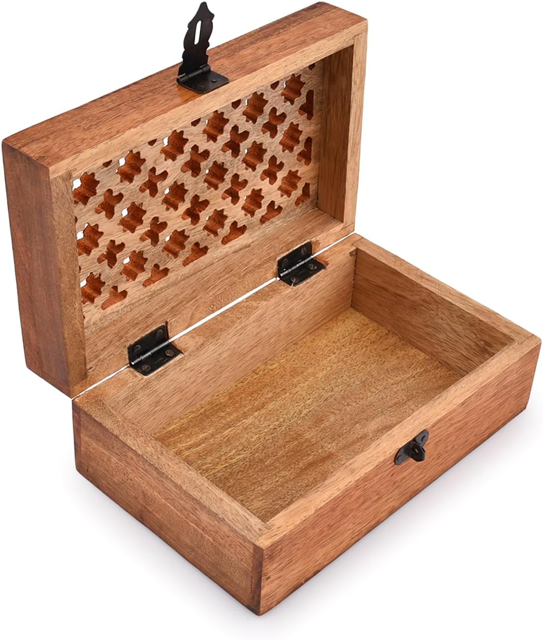 Hinged Lid Wooden Storage Box / 8 x 5 x 3