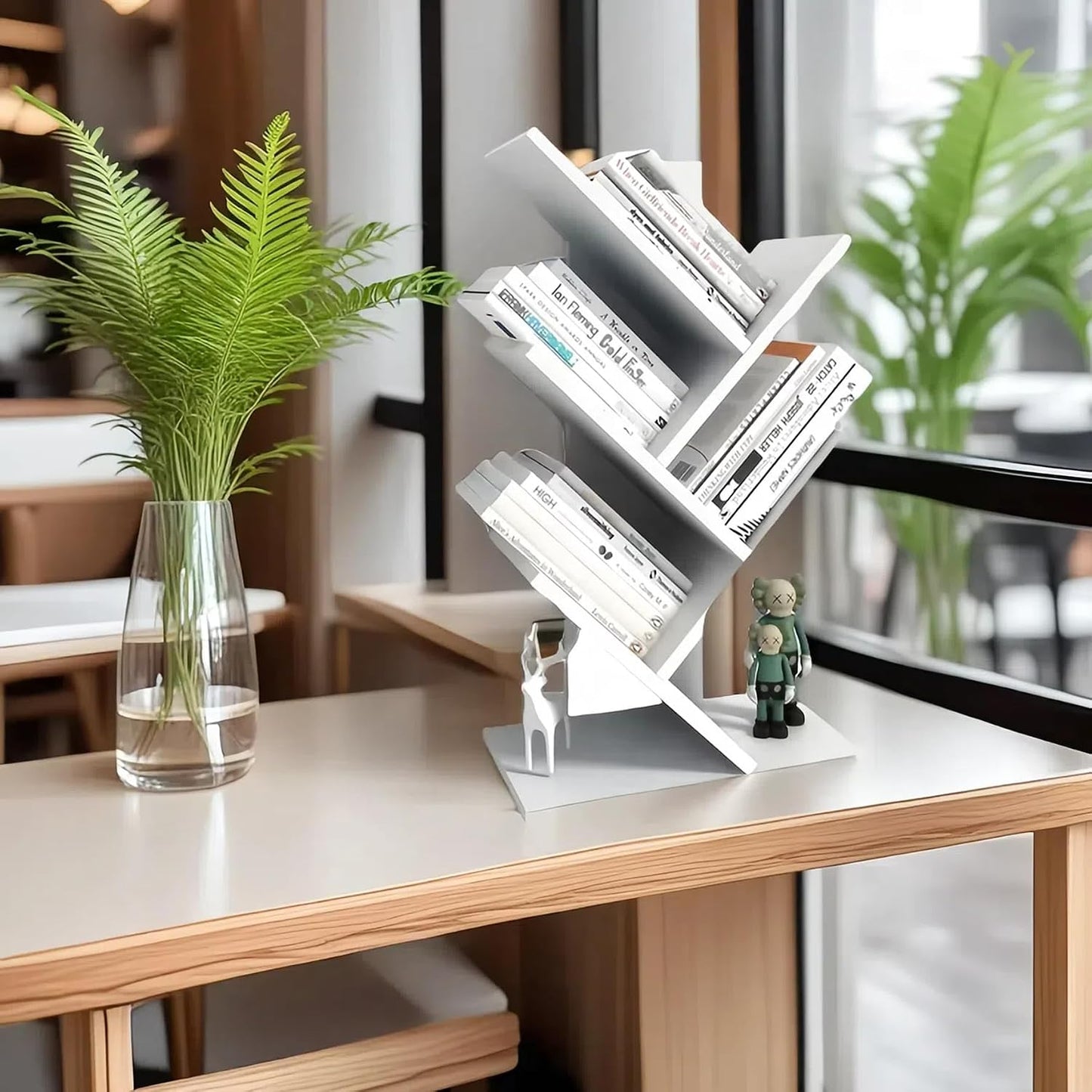 5-Tier White Wood Small Bookshelf / 5-tier-white