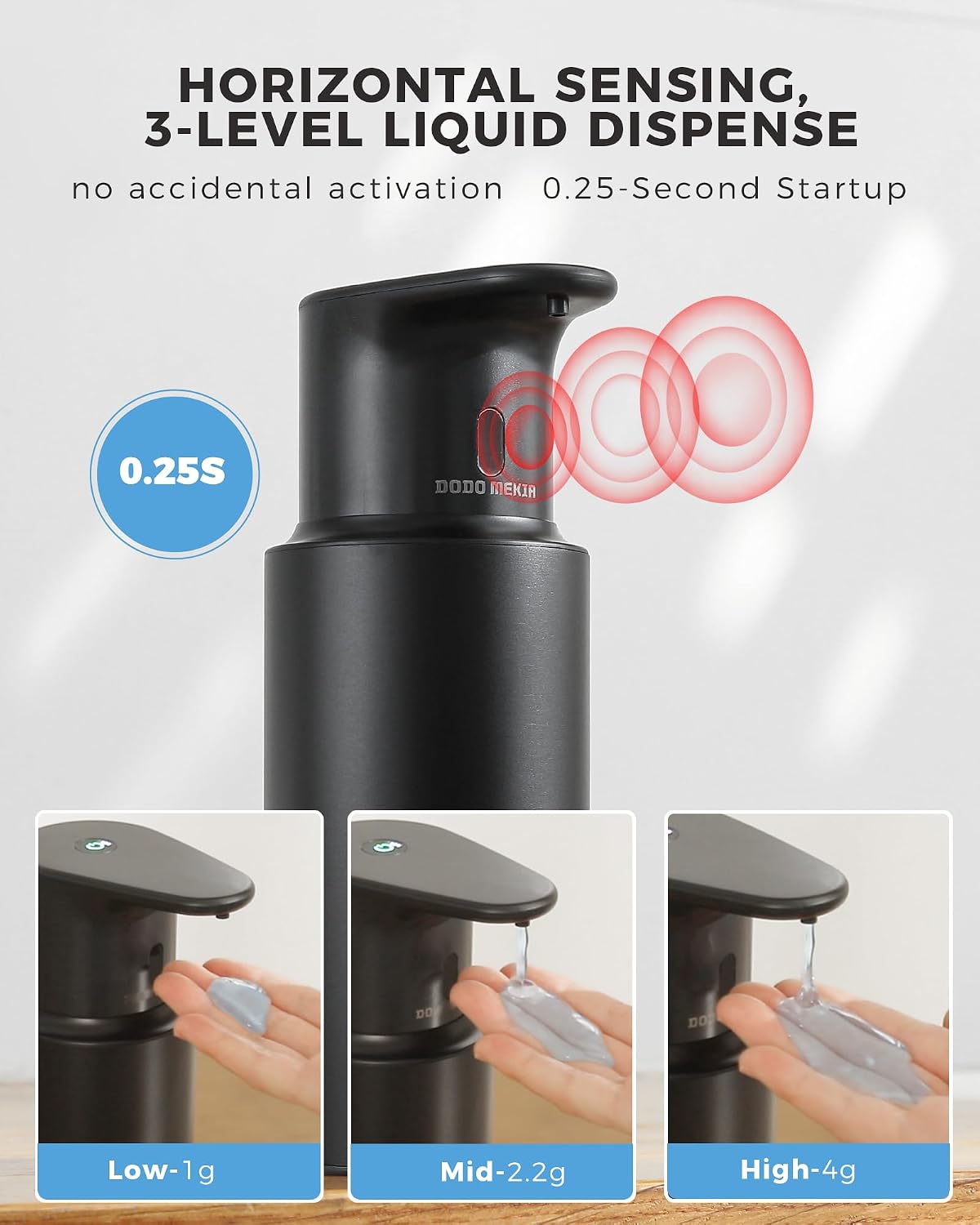 Automatic Liquid Soap Dispenser Touchless, 304 Stainless Steel Bottle Body | 16.2oz/480ml Rechargeable, 3 Adjustable