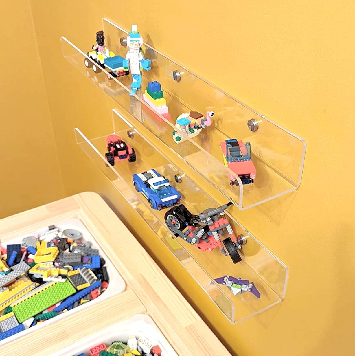 2 Packs 24 inches Clear Acrylic Shelves,Book Shelf for wall | Wall Mounted Display for Kids