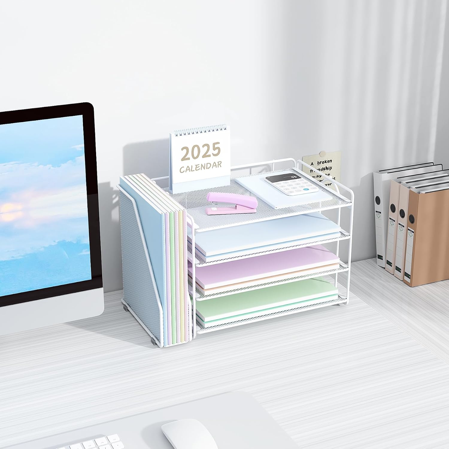 Spacrea Desk Organizers and Accessories, Paper Organizer for Desk with File organizer, Desk Accessories & Workspace