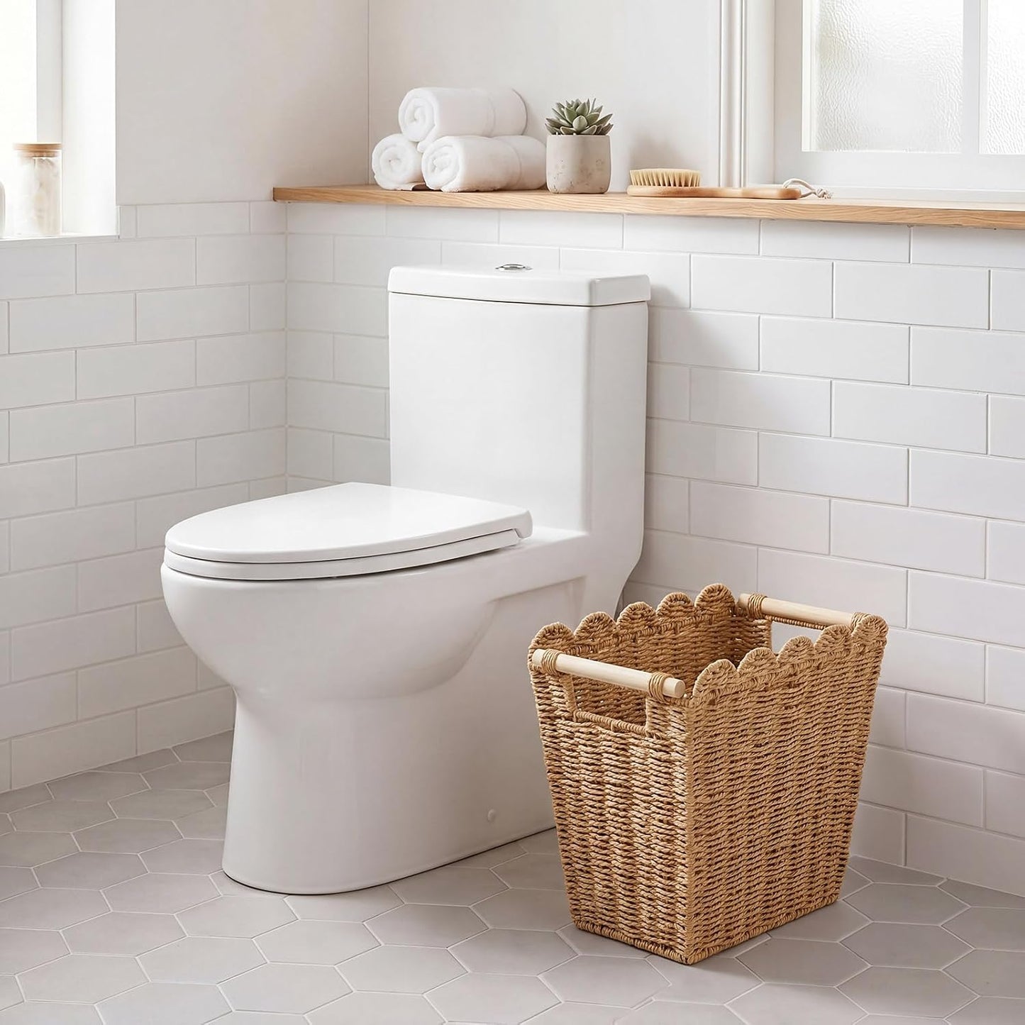 Rattan Paper Rope Waste Basket / Brown