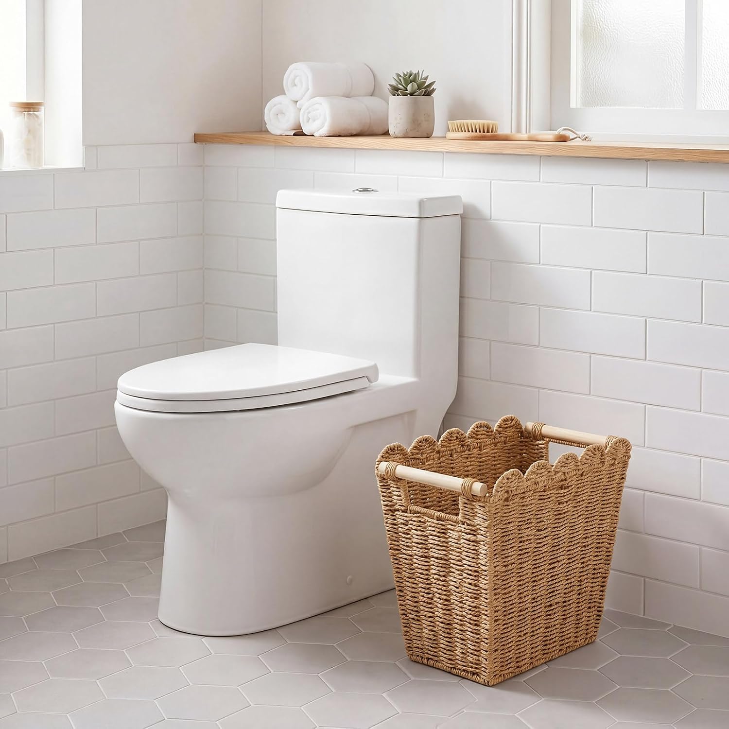 Rattan Paper Rope Waste Basket / Brown