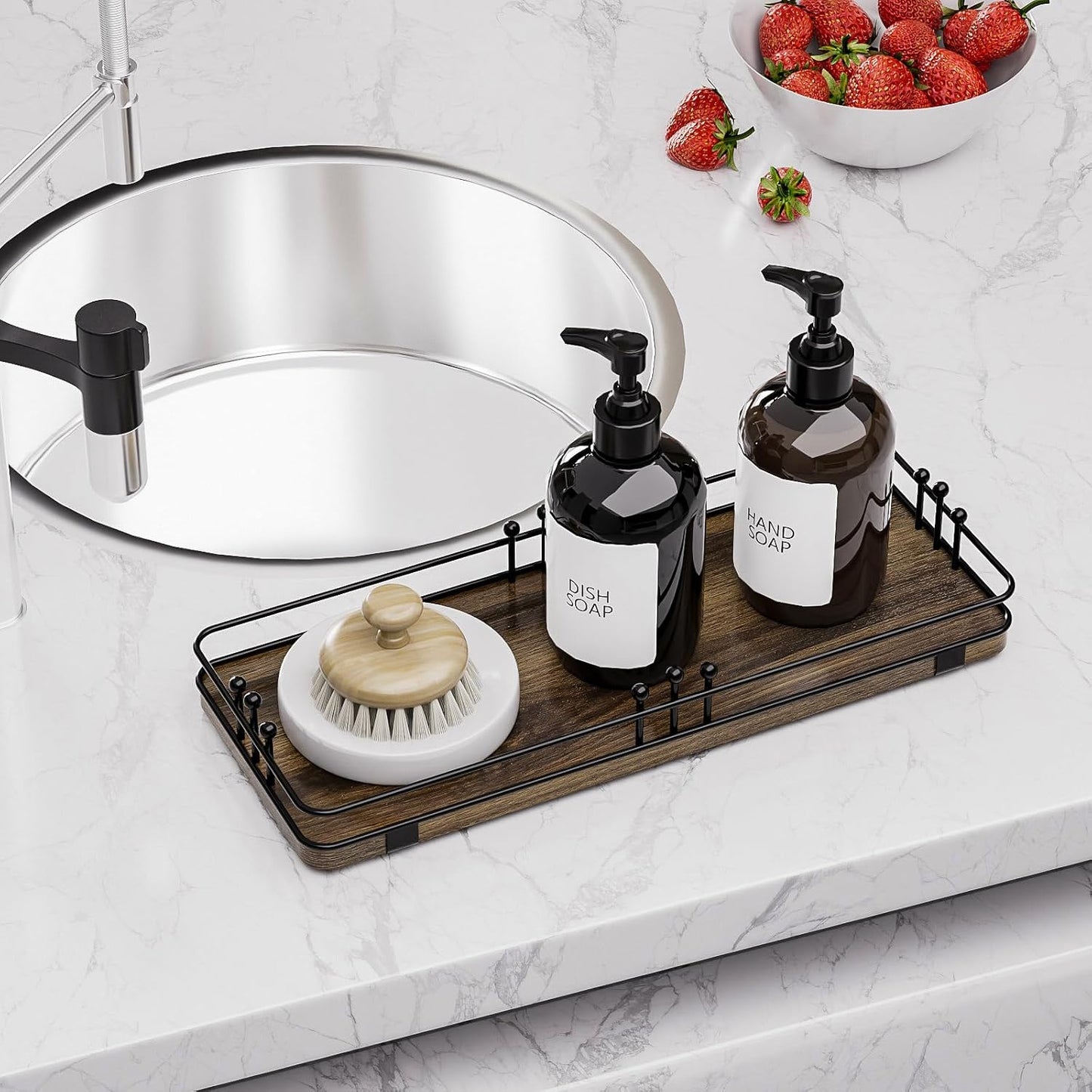 Kitchen Tray for Salt Spice / 11.3 x 4.4 x 1.6 / Brown + Black