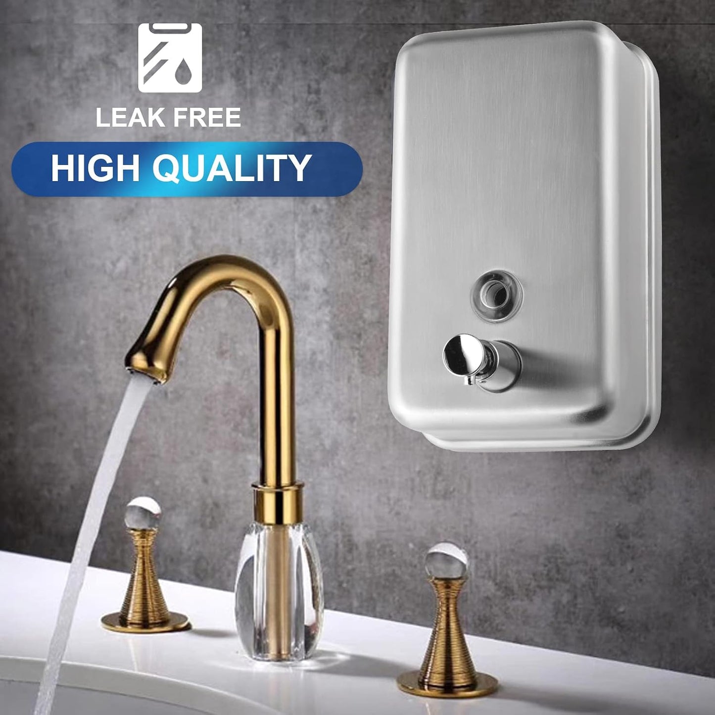 Commercial Soap Dispenser Wall Mount Stainless Steel, Vertical | Rust-Proof Lining and Anti-Leak Pump Liquid Hand
