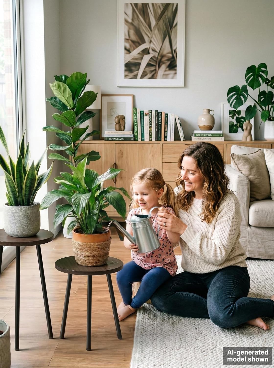 Plant Stand Indoor 2 Pack: Corner Wood Indoor Plant Stand - Plant Table | Mid Century Modern Decor - Smal Round Plant