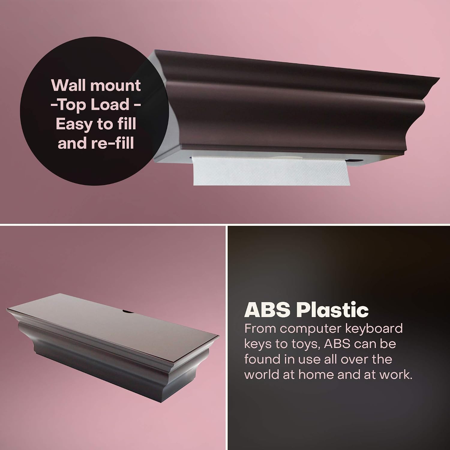 Espresso Brown ABS Plastic MultiFold Paper Towel Dispenser - Wall Mount Shelf - Handy Multi-Use Decorative Shelf