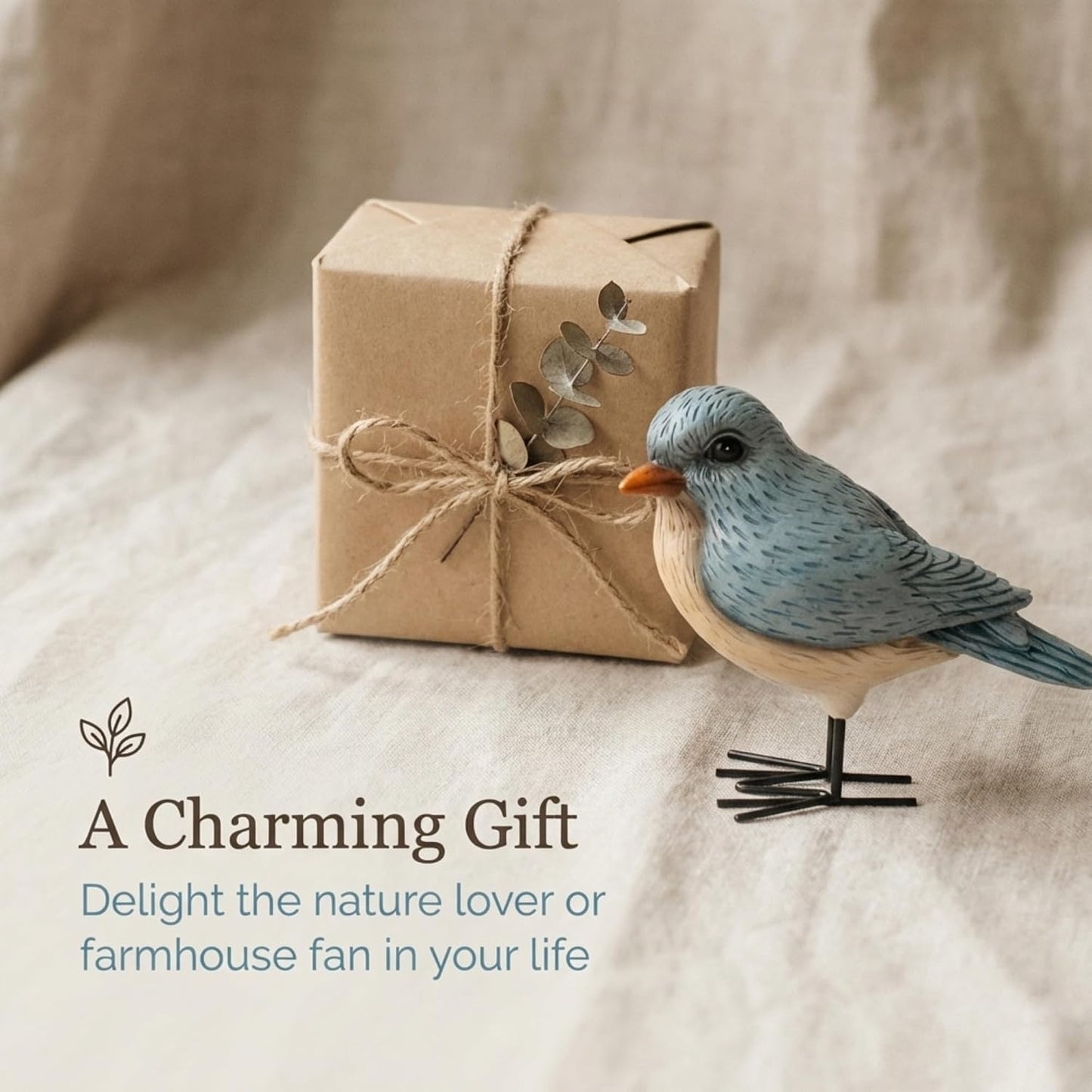Rustic Bird Figurine / Blue