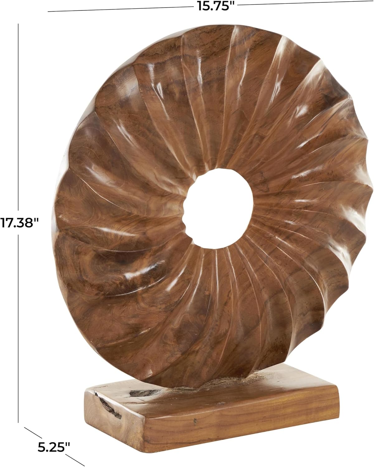 Teak Wood Abstract Handmade Decorative Sculpture Dimensional Circular Home Decor / 16 x 5 x 17