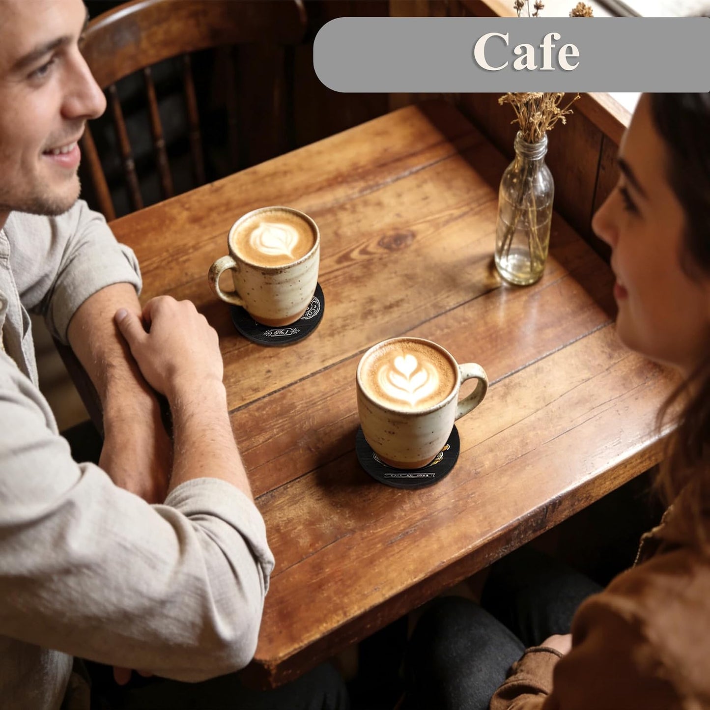 Wood Coffee Coasters / Coffee-black / Set of 6