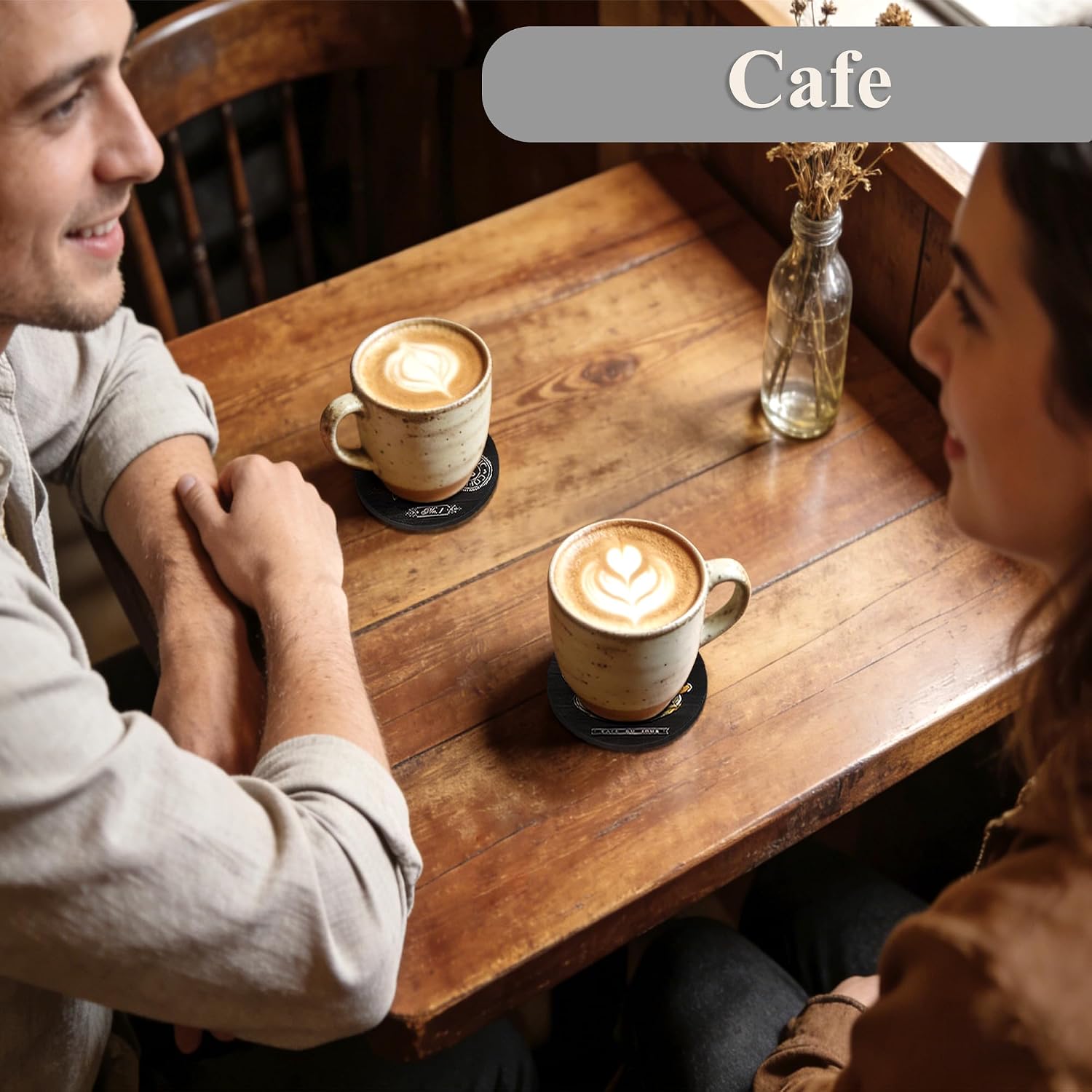 Wood Coffee Coasters / Coffee-black / Set of 6