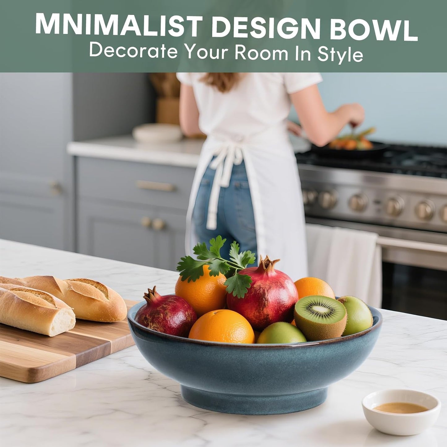 Ceramic Fruit Bowl / Ocean Blue