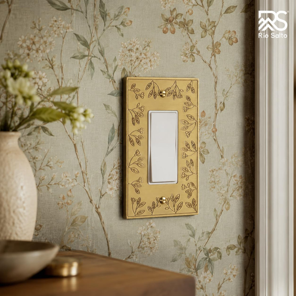 Rio Salto Decorative Gold Light Switch Cover Plate Premium Metal Flower Rocker Decorator Paddle GFCI Switch Plate