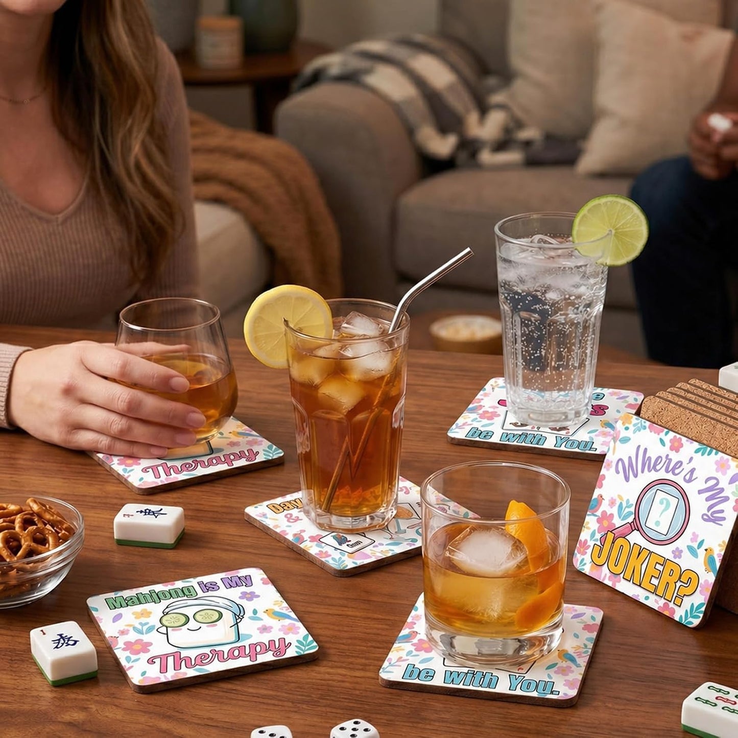 Funny Drink Cork Mats / Set of 8