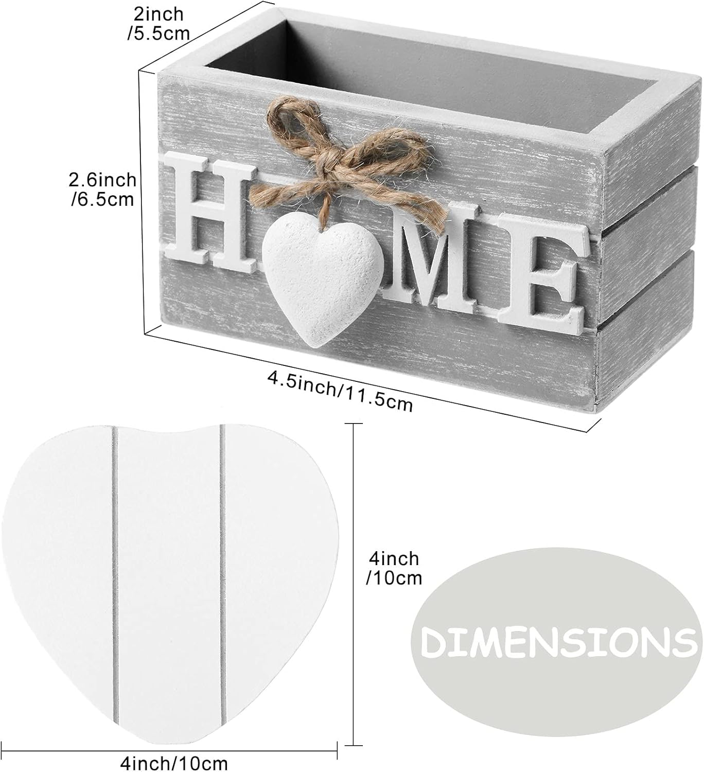 Wooden Heart Coasters House Warming Gifts New White Elephant Gifts / Home / Gray / Set of 6