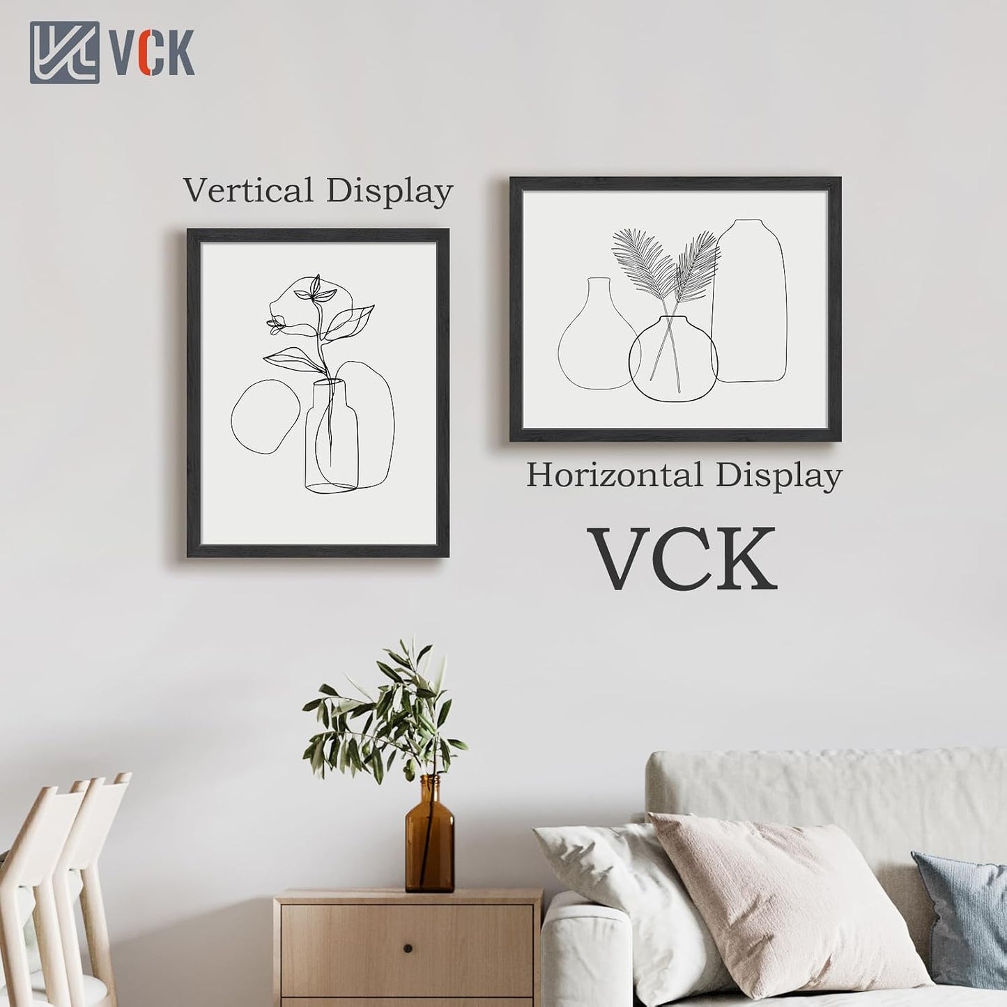 VCK 22x28 Picture Frame Set of 3, Black Woodgrain, Wall Hanging | Wide Border, Exclusive Woodgrain, Shatterproof
