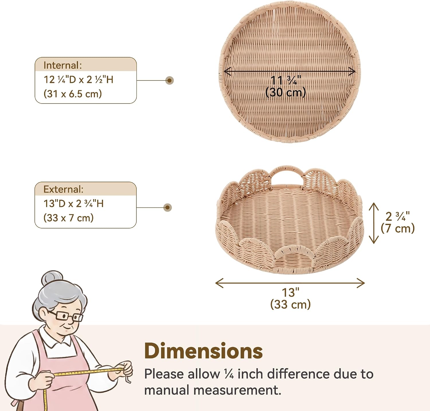 Woven Rattan Tray / Nude Color / Set of 13