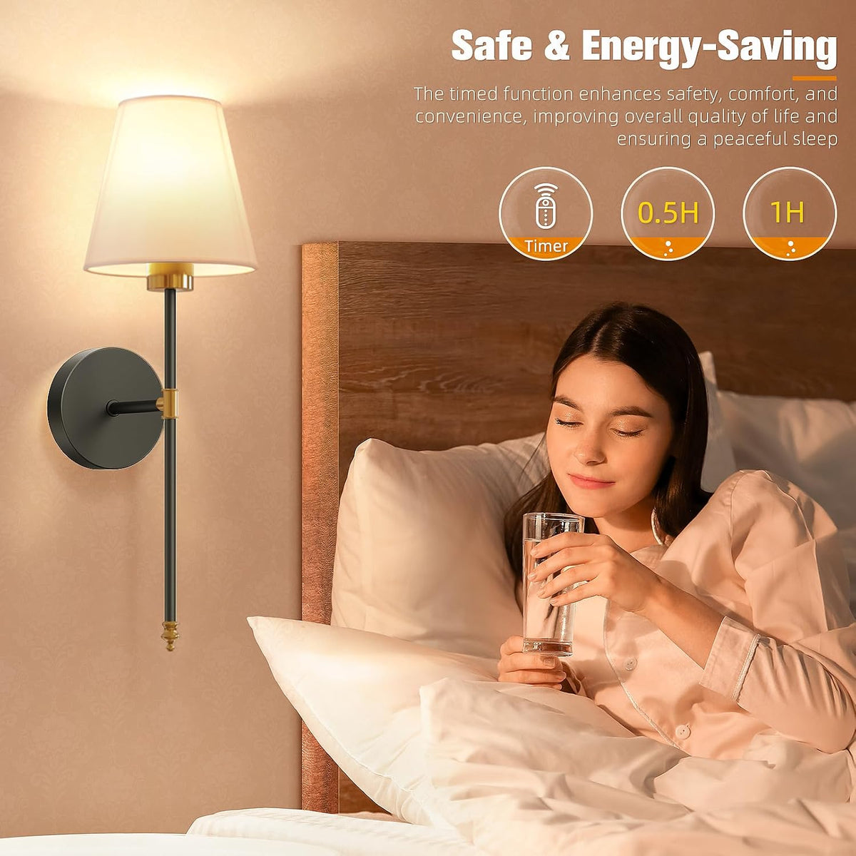 Battery Operated Wall Sconce Set of 2,Gold-Black Rechargeable Wall Lights with 10400mAh Dimmable Bulbs and Remote,9