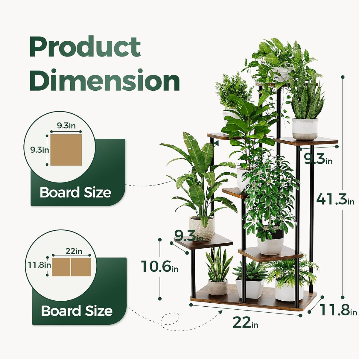 Bamworld Large Plant Stand Indoor Tall Metal Plant Shelf | 7 Tier Flower Stand Window Plant Rack for Patio Garden