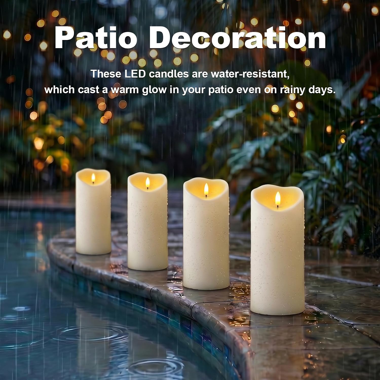 Amagic 4” x 9” Large Outdoor Waterproof Flameless Candles with Remote, Battery Operated Candles with Timer, Flickering