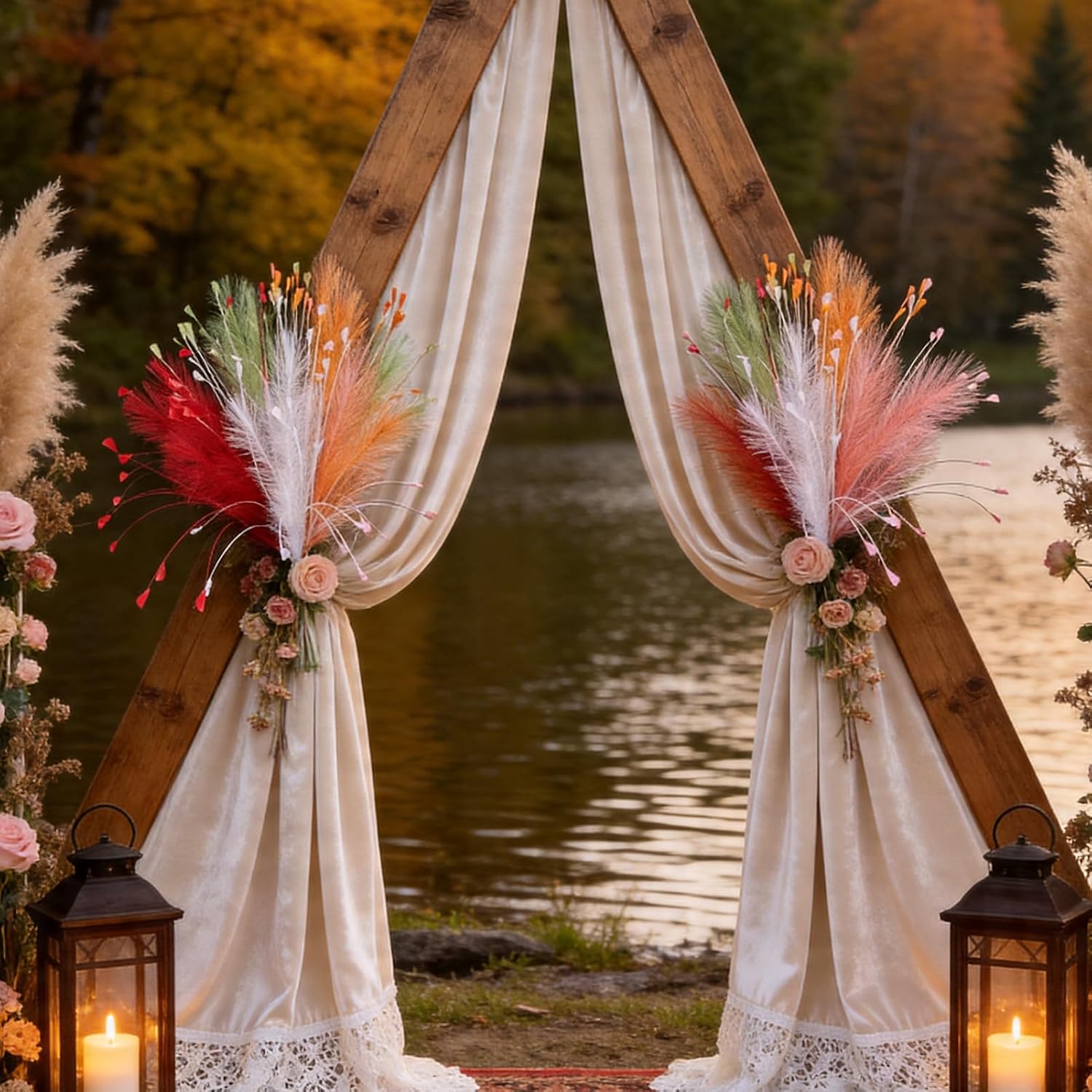 Pampas Grass Decor Faux Pampas Grass / Colorful / 25 Inch / Set of 5