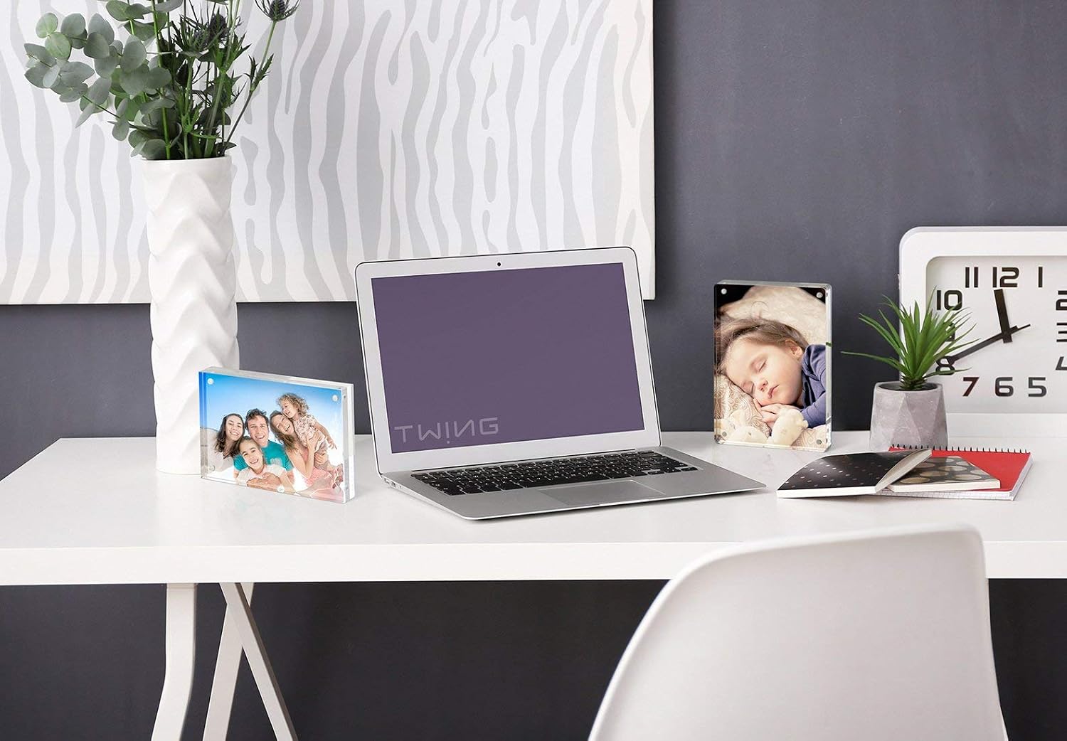 5x7 Acrylic Frame 5 Pack,24MM Thicker Frameless Clear Picture Frames | Freestanding Double Sided Magnetic Picture