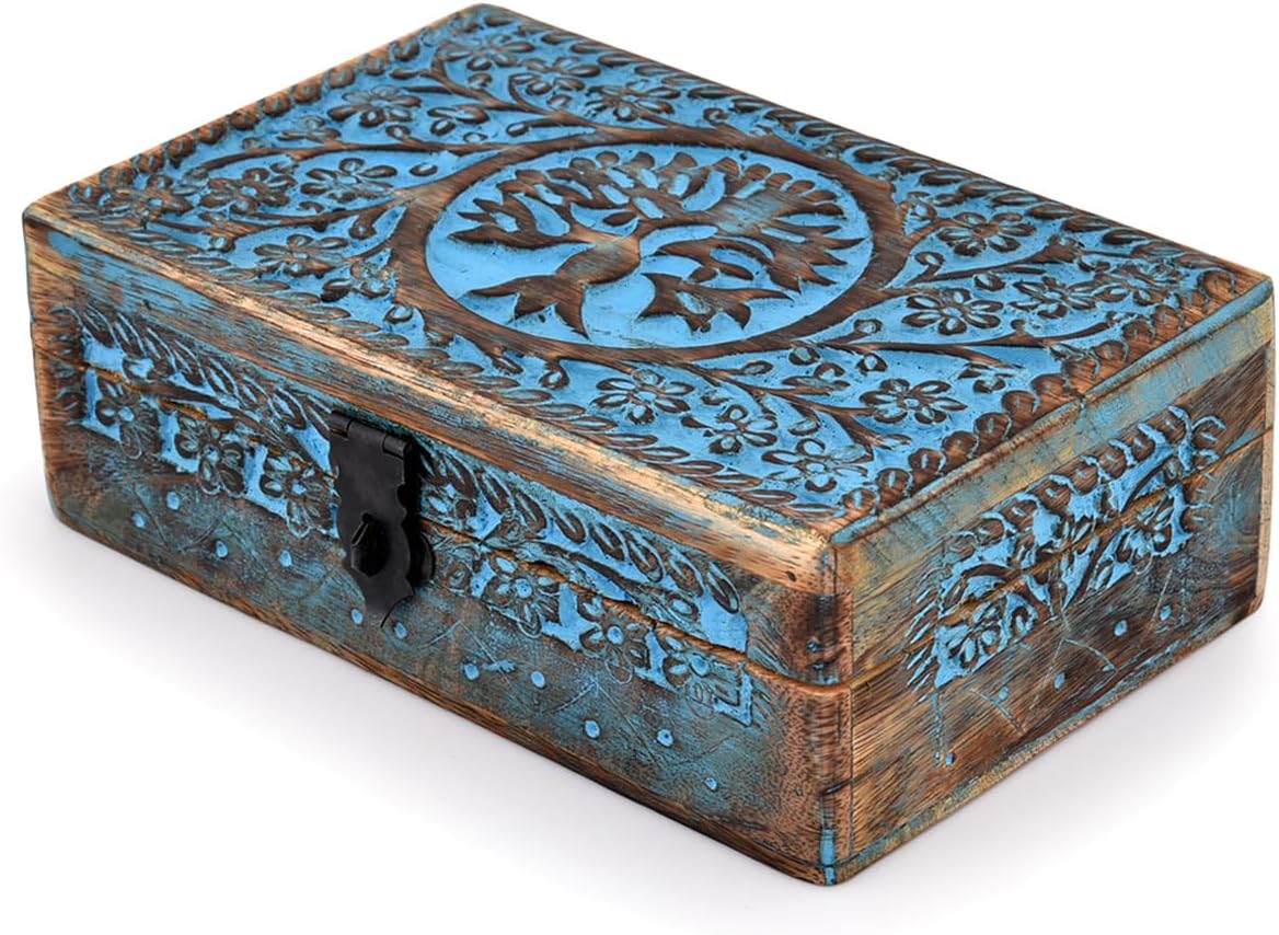 Wooden Jewelry Box / 8 x 5 x 2.5