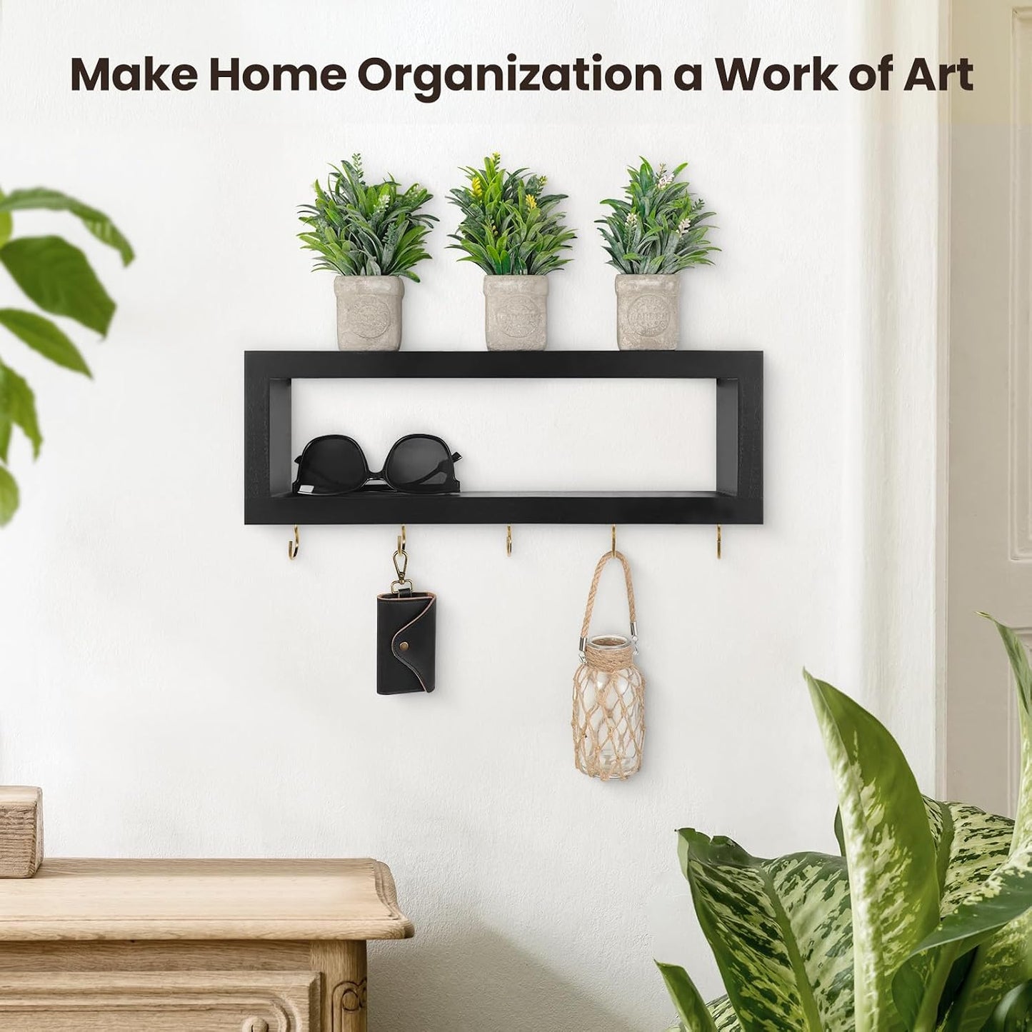 Hooks / Decorative Key and Wallet Holder / Black