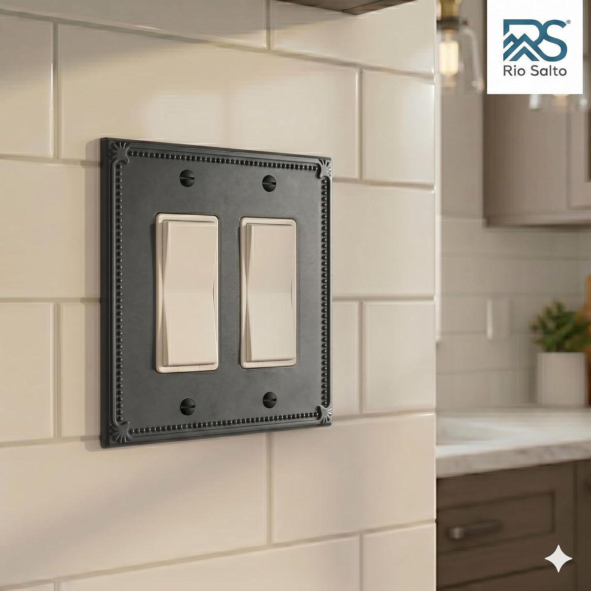 Rio Salto Decorative Wall Plates Black Light Switch Cover Plate Rocker 2 Pack Double Rocker Paddle Switch Plate Outlet