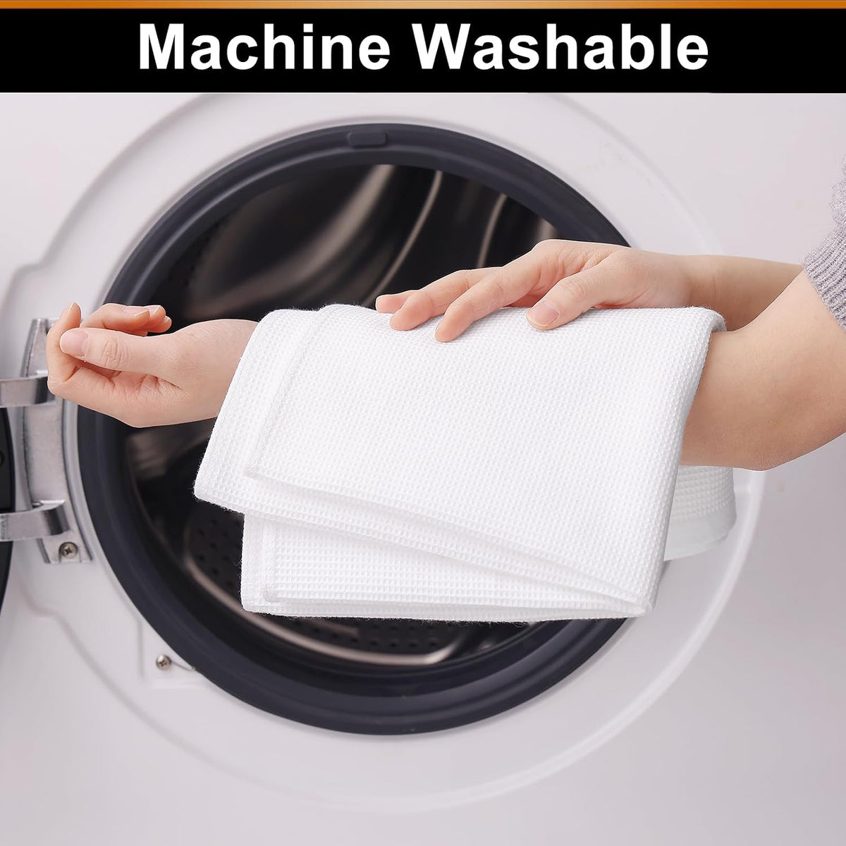 Homaxy 100% Cotton Waffle Weave Kitchen Towels, 12 Pack, White | Soft and Absorbent Dish Towels, 16 x 26 Inches Quick