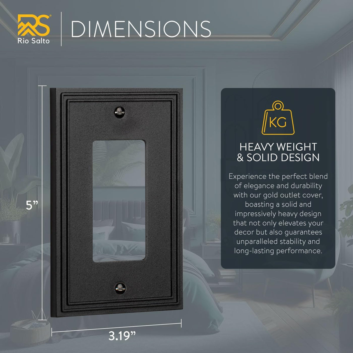 Rio Salto Black Light Switch Cover Plate Rocker Switch Plate Decorator GFCI Outlet Covers Light Switch Cover Wall