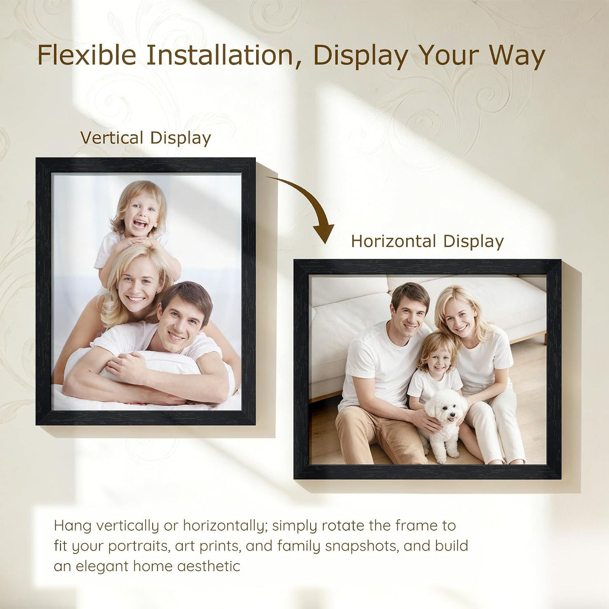 Wiscet 8x10 Picture Frame Set of 16, for Wall or Tabletop Display, Black | Photo Frame with HD Plexiglass, Black