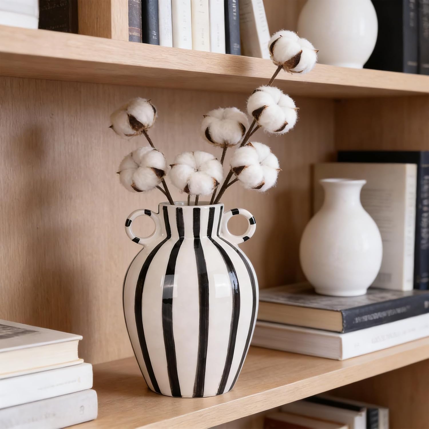 Black and White Ceramic Vase / Black White