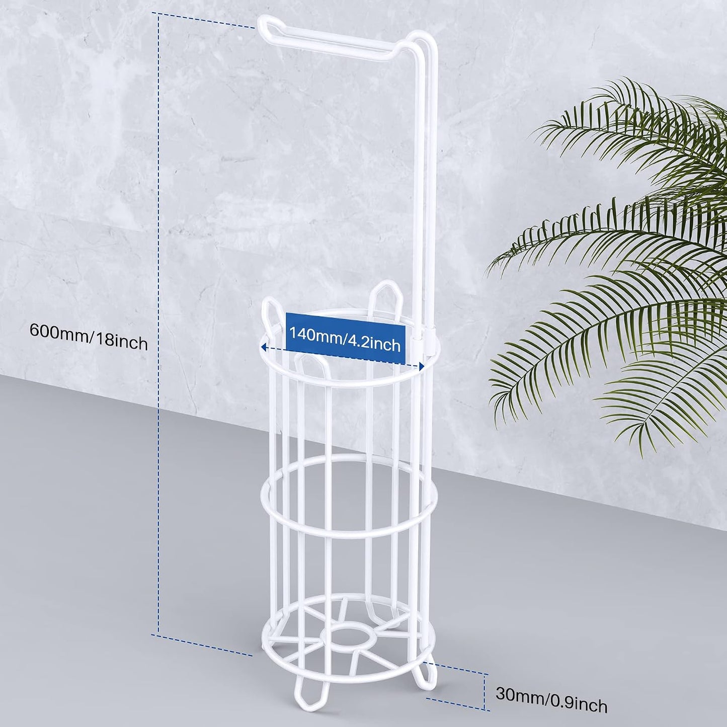 Meangood Toilet Paper Holder Stand and Tissue Paper Roll Dispenser for 4 Mega Rolls, Bathroom Free Standing Tissue Roll