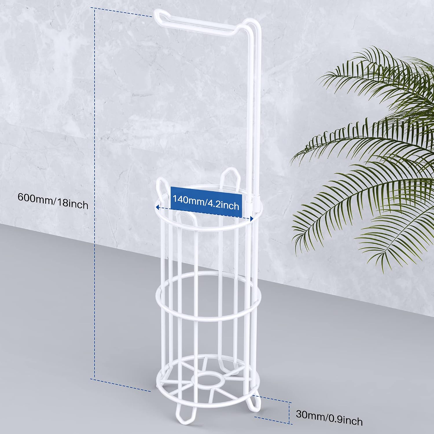 Meangood Toilet Paper Holder Stand and Tissue Paper Roll Dispenser for 4 Mega Rolls, Bathroom Free Standing Tissue Roll