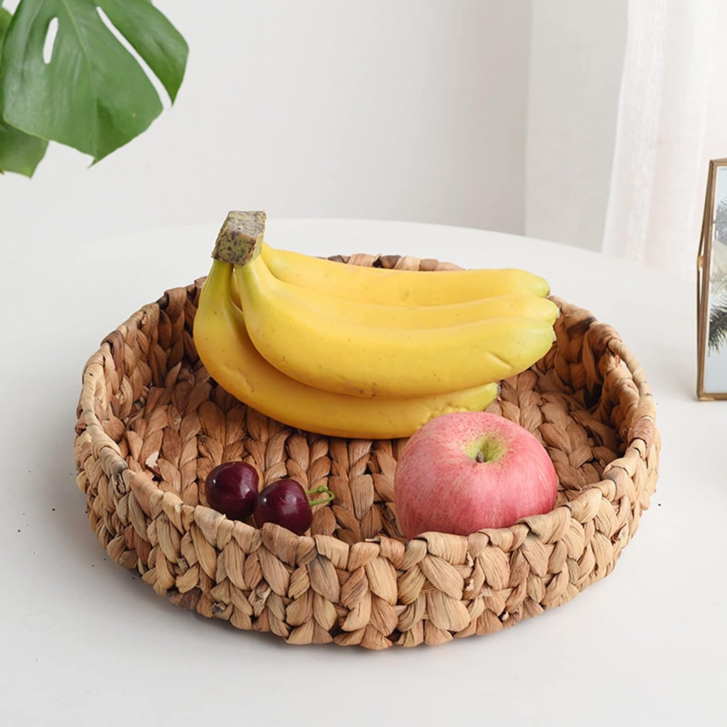Round Rattan Serving Tray / 14.6 Inch