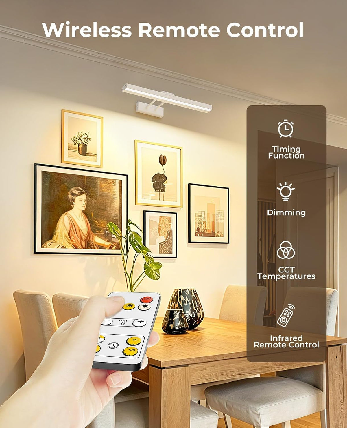 Picture Light for Wall, 16in Battery Wall Sconce Art Light CCT Dimmable Magnetic Battery Lights for Painting with